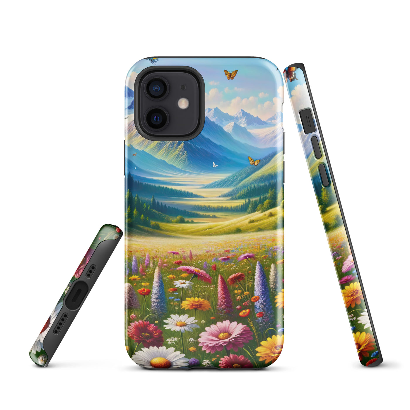 Ölgemälde einer ruhigen Almwiese, Oase mit bunter Wildblumenpracht - iPhone Schutzhülle (robust) camping xxx yyy zzz iPhone 12