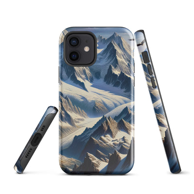 Ölgemälde der Alpen mit hervorgehobenen zerklüfteten Geländen im Licht und Schatten - iPhone Schutzhülle (robust) berge xxx yyy zzz iPhone 12