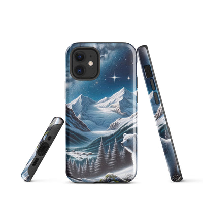 Sternennacht und Eisbär: Acrylgemälde mit Milchstraße, Alpen und schneebedeckte Gipfel - iPhone Schutzhülle (robust) camping xxx yyy zzz iPhone 12 mini