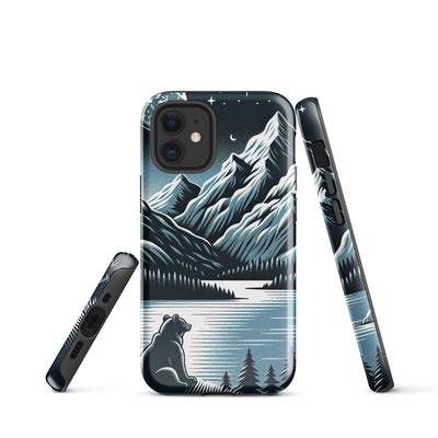 Bär in Alpen-Mondnacht, silberne Berge, schimmernde Seen - iPhone Schutzhülle (robust) camping xxx yyy zzz iPhone 12 mini