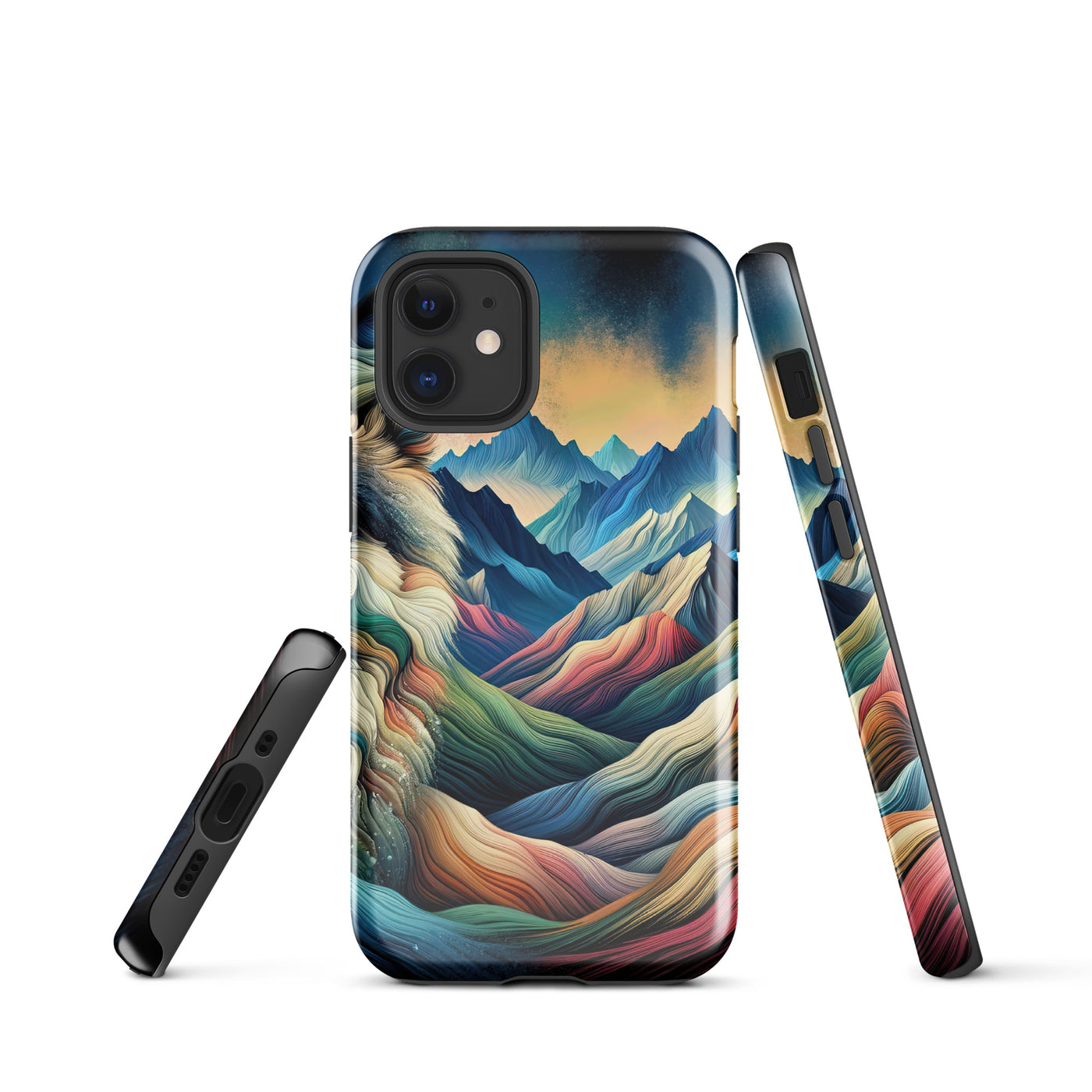 Traumhaftes Alpenpanorama mit Wolf in wechselnden Farben und Mustern (AN) - iPhone Schutzhülle (robust) xxx yyy zzz iPhone 12 mini