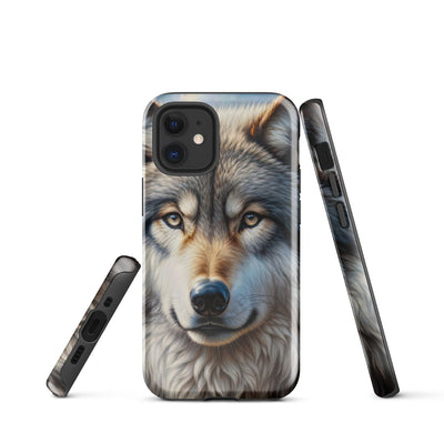 Porträt-Ölgemälde eines prächtigen Wolfes mit faszinierenden Augen (AN) - iPhone Schutzhülle (robust) xxx yyy zzz iPhone 12 mini