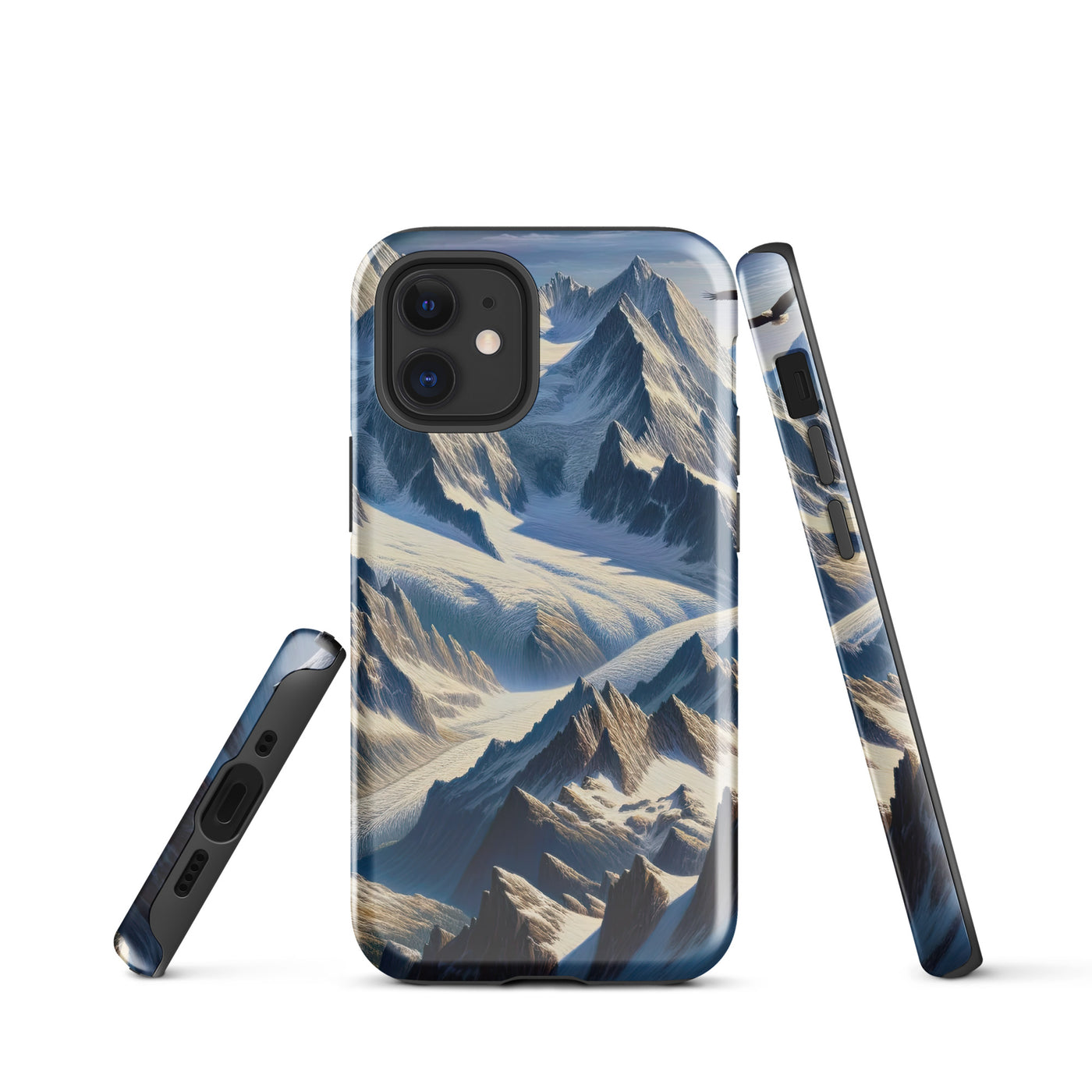 Ölgemälde der Alpen mit hervorgehobenen zerklüfteten Geländen im Licht und Schatten - iPhone Schutzhülle (robust) berge xxx yyy zzz iPhone 12 mini