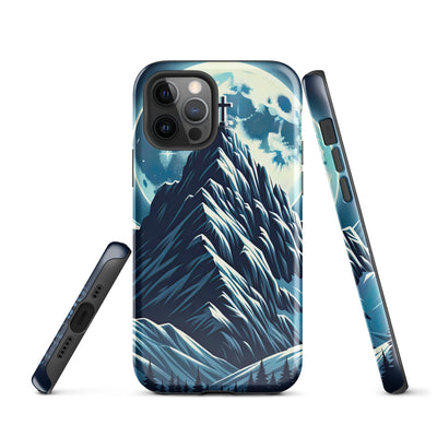 Mondnacht und Gipfelkreuz in den Alpen, glitzernde Schneegipfel - iPhone Schutzhülle (robust) berge xxx yyy zzz iPhone 12 Pro