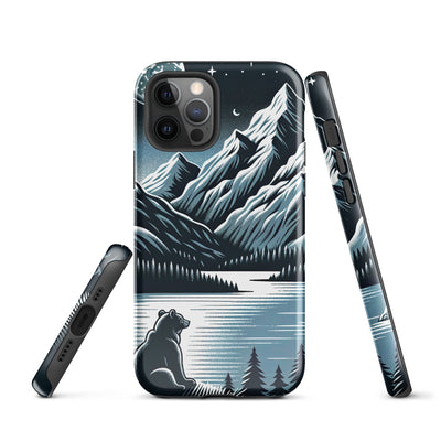 Bär in Alpen-Mondnacht, silberne Berge, schimmernde Seen - iPhone Schutzhülle (robust) camping xxx yyy zzz iPhone 12 Pro
