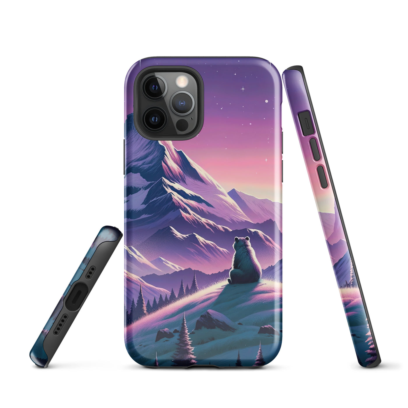 Bezaubernder Alpenabend mit Bär, lavendel-rosafarbener Himmel (AN) - iPhone Schutzhülle (robust) xxx yyy zzz iPhone 12 Pro