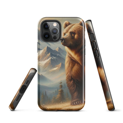 Ölgemälde eines königlichen Bären vor der majestätischen Alpenkulisse - iPhone Schutzhülle (robust) camping xxx yyy zzz iPhone 12 Pro