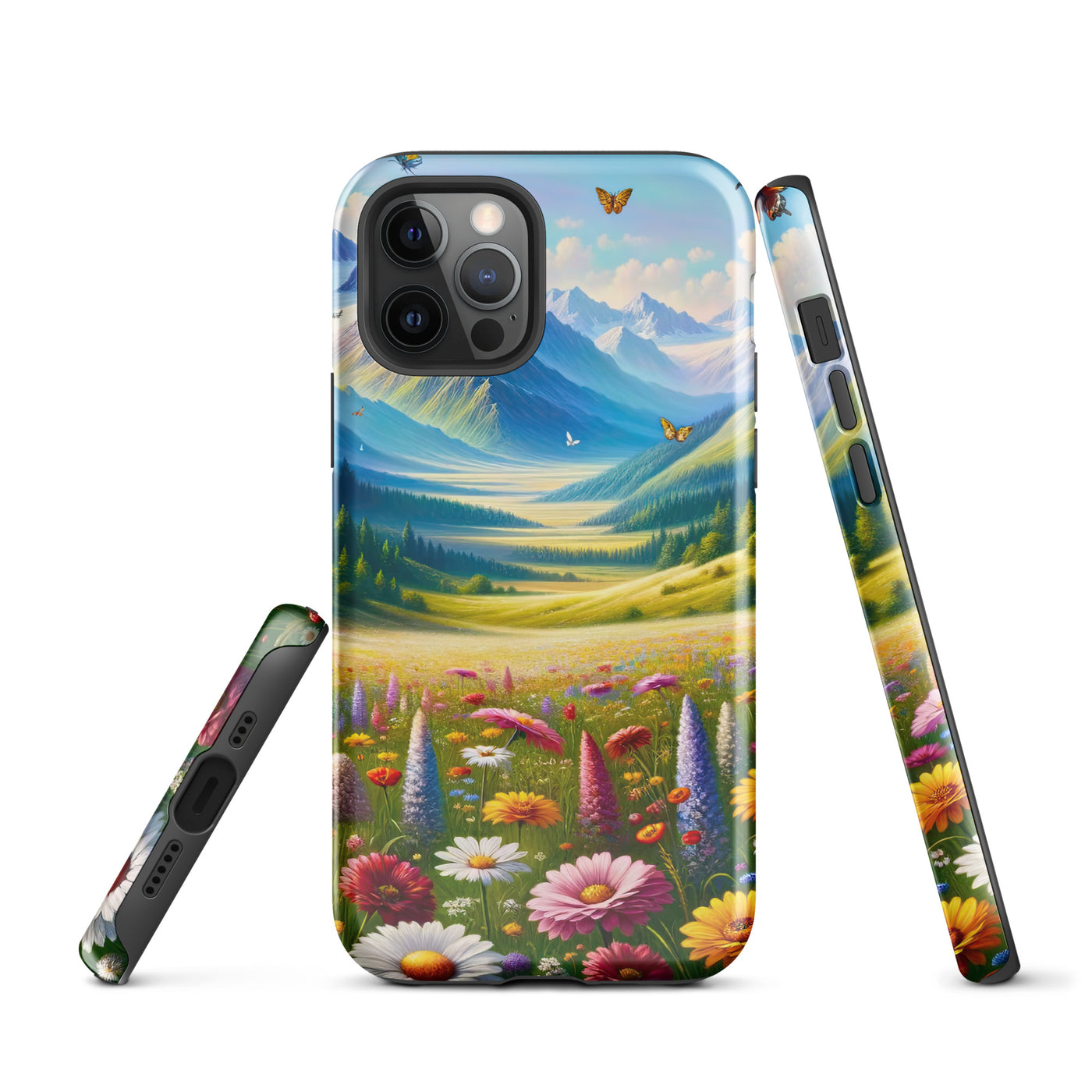 Ölgemälde einer ruhigen Almwiese, Oase mit bunter Wildblumenpracht - iPhone Schutzhülle (robust) camping xxx yyy zzz iPhone 12 Pro