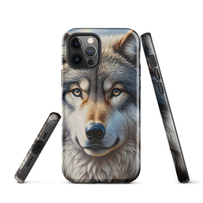 Porträt-Ölgemälde eines prächtigen Wolfes mit faszinierenden Augen (AN) - iPhone Schutzhülle (robust) xxx yyy zzz iPhone 12 Pro