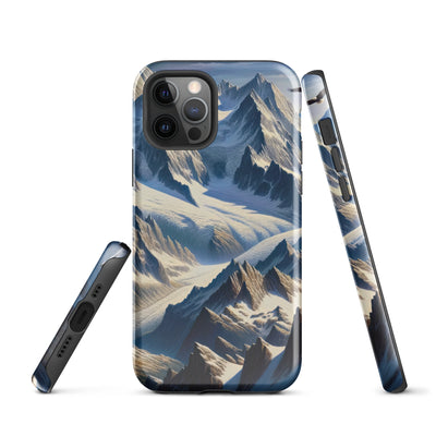 Ölgemälde der Alpen mit hervorgehobenen zerklüfteten Geländen im Licht und Schatten - iPhone Schutzhülle (robust) berge xxx yyy zzz iPhone 12 Pro