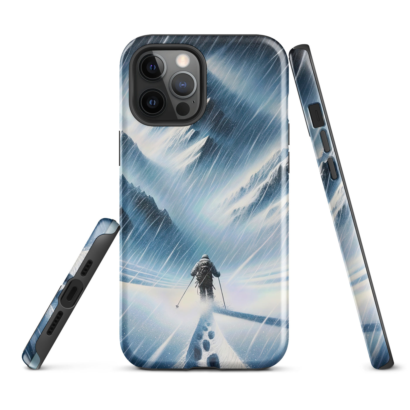 Wanderer und Bergsteiger im Schneesturm: Acrylgemälde der Alpen - iPhone Schutzhülle (robust) wandern xxx yyy zzz iPhone 12 Pro Max