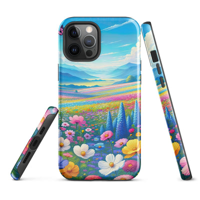 Weitläufiges Blumenfeld unter himmelblauem Himmel, leuchtende Flora - iPhone Schutzhülle (robust) camping xxx yyy zzz iPhone 12 Pro Max