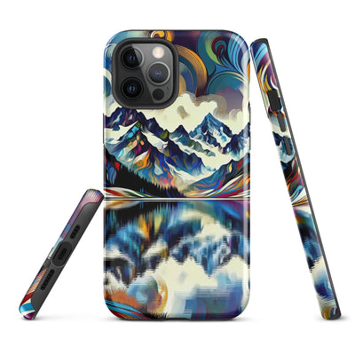 Alpensee im Zentrum eines abstrakt-expressionistischen Alpen-Kunstwerks - iPhone Schutzhülle (robust) berge xxx yyy zzz iPhone 12 Pro Max