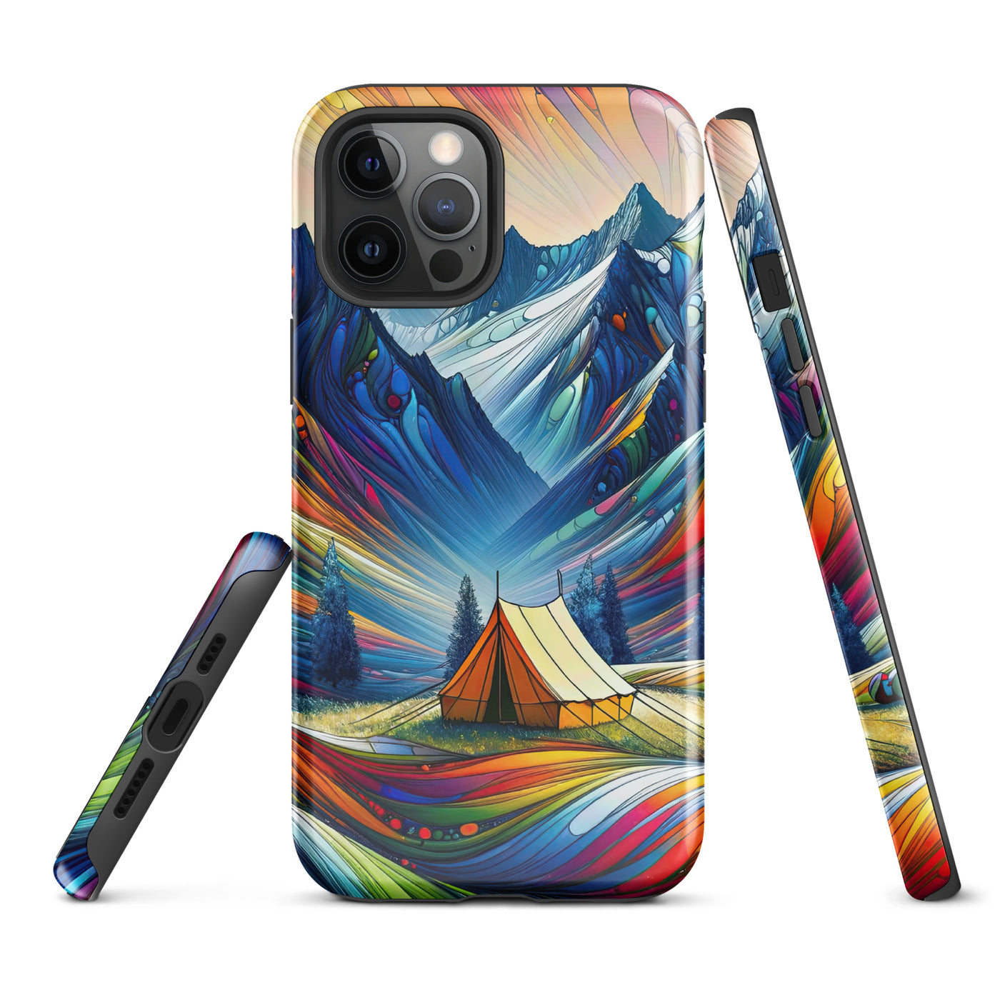 Surreale Alpen in abstrakten Farben, dynamische Formen der Landschaft - iPhone Schutzhülle (robust) camping xxx yyy zzz iPhone 12 Pro Max