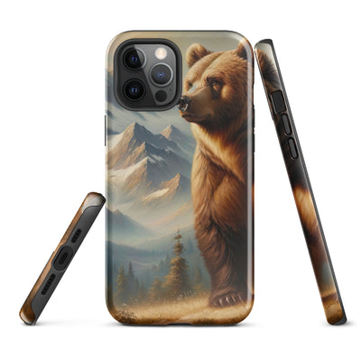 Ölgemälde eines königlichen Bären vor der majestätischen Alpenkulisse - iPhone Schutzhülle (robust) camping xxx yyy zzz iPhone 12 Pro Max