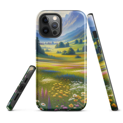 Ölgemälde einer Almwiese, Meer aus Wildblumen in Gelb- und Lilatönen - iPhone Schutzhülle (robust) berge xxx yyy zzz iPhone 12 Pro Max