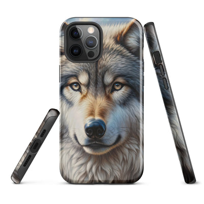 Porträt-Ölgemälde eines prächtigen Wolfes mit faszinierenden Augen (AN) - iPhone Schutzhülle (robust) xxx yyy zzz iPhone 12 Pro Max