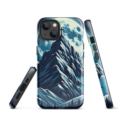 Mondnacht und Gipfelkreuz in den Alpen, glitzernde Schneegipfel - iPhone Schutzhülle (robust) berge xxx yyy zzz iPhone 13