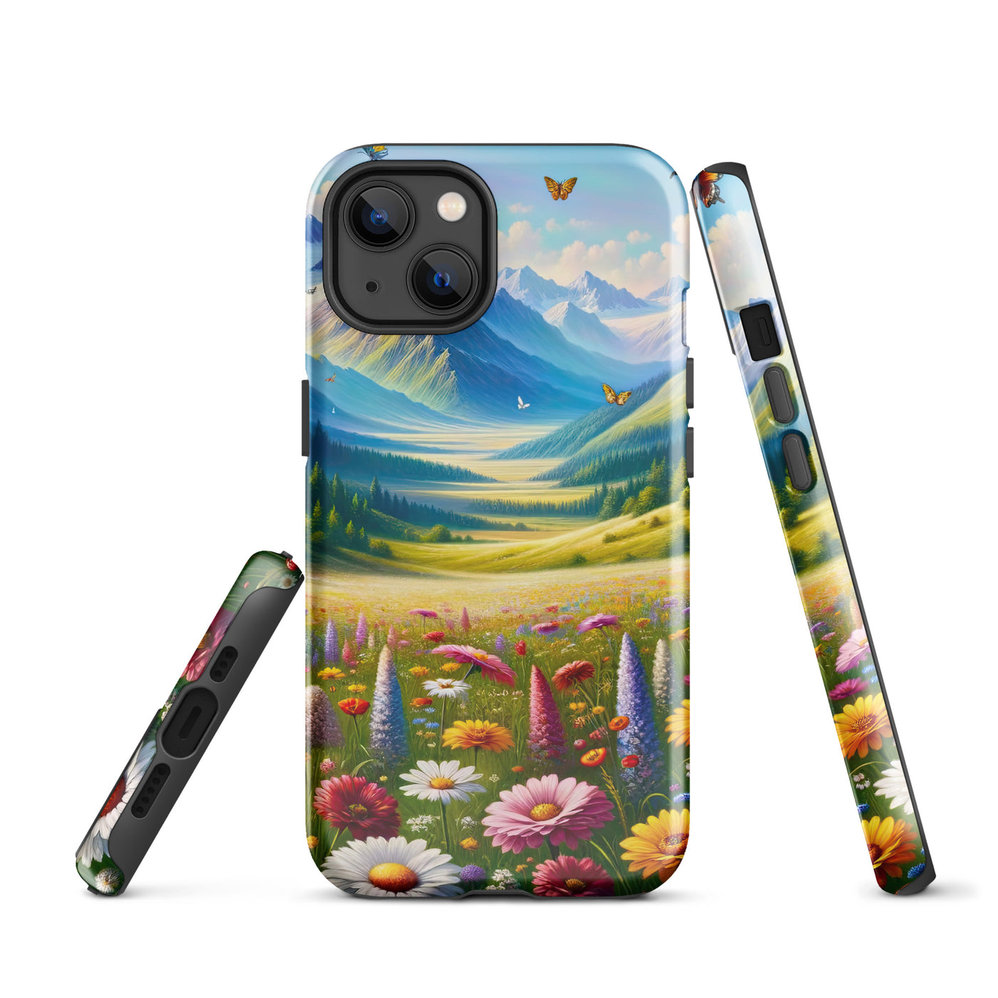 Ölgemälde einer ruhigen Almwiese, Oase mit bunter Wildblumenpracht - iPhone Schutzhülle (robust) camping xxx yyy zzz iPhone 13