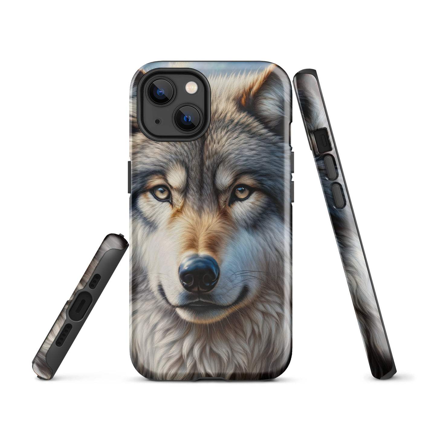 Porträt-Ölgemälde eines prächtigen Wolfes mit faszinierenden Augen (AN) - iPhone Schutzhülle (robust) xxx yyy zzz iPhone 13