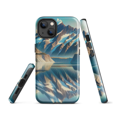 Ölgemälde eines unberührten Sees, der die Bergkette spiegelt - iPhone Schutzhülle (robust) berge xxx yyy zzz iPhone 13