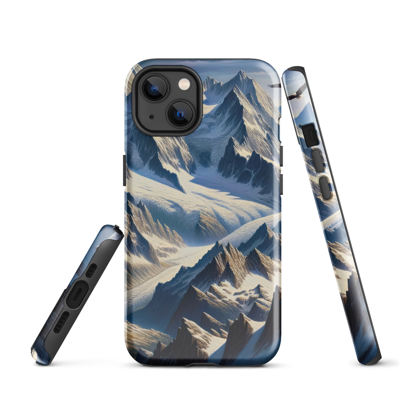 Ölgemälde der Alpen mit hervorgehobenen zerklüfteten Geländen im Licht und Schatten - iPhone Schutzhülle (robust) berge xxx yyy zzz iPhone 13