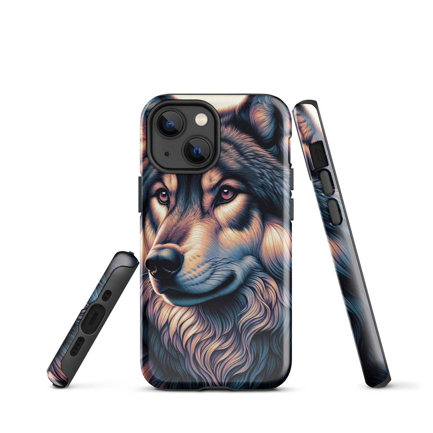 Majestätischer, glänzender Wolf in leuchtender Illustration (AN) - iPhone Schutzhülle (robust) xxx yyy zzz iPhone 13 mini