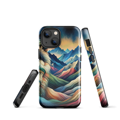 Traumhaftes Alpenpanorama mit Wolf in wechselnden Farben und Mustern (AN) - iPhone Schutzhülle (robust) xxx yyy zzz iPhone 13 mini