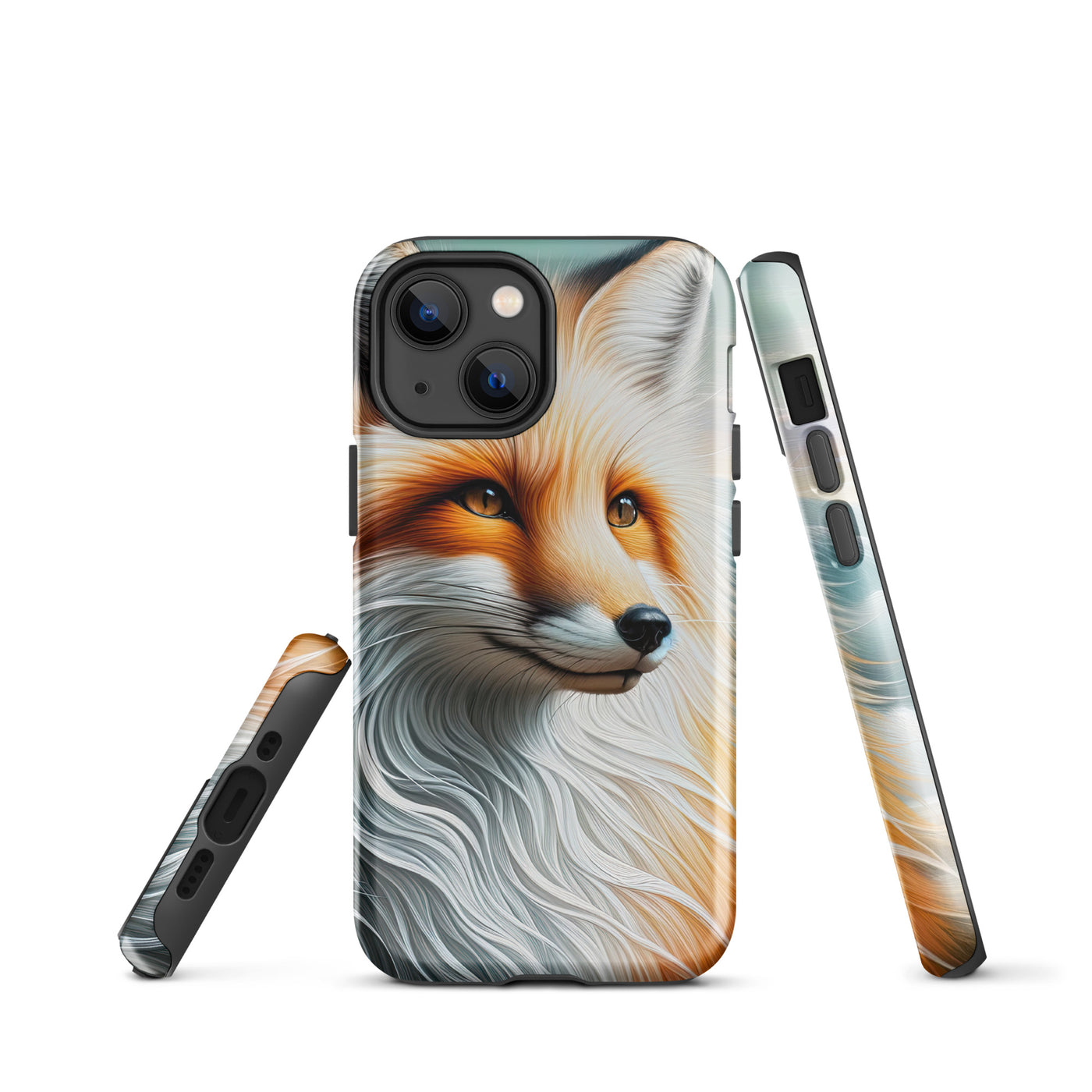 Ölgemälde eines anmutigen, intelligent blickenden Fuchses in Orange-Weiß - iPhone Schutzhülle (robust) camping xxx yyy zzz iPhone 13 mini
