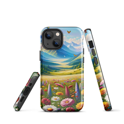 Ölgemälde einer ruhigen Almwiese, Oase mit bunter Wildblumenpracht - iPhone Schutzhülle (robust) camping xxx yyy zzz iPhone 13 mini