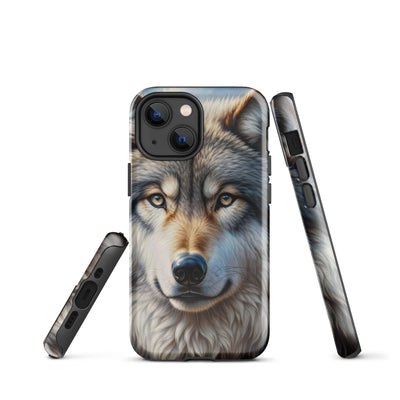 Porträt-Ölgemälde eines prächtigen Wolfes mit faszinierenden Augen (AN) - iPhone Schutzhülle (robust) xxx yyy zzz iPhone 13 mini