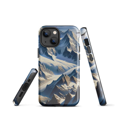 Ölgemälde der Alpen mit hervorgehobenen zerklüfteten Geländen im Licht und Schatten - iPhone Schutzhülle (robust) berge xxx yyy zzz iPhone 13 mini
