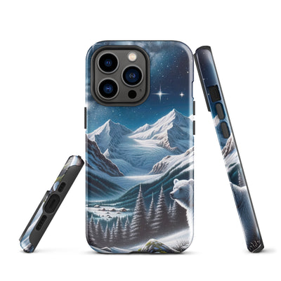 Sternennacht und Eisbär: Acrylgemälde mit Milchstraße, Alpen und schneebedeckte Gipfel - iPhone Schutzhülle (robust) camping xxx yyy zzz iPhone 13 Pro