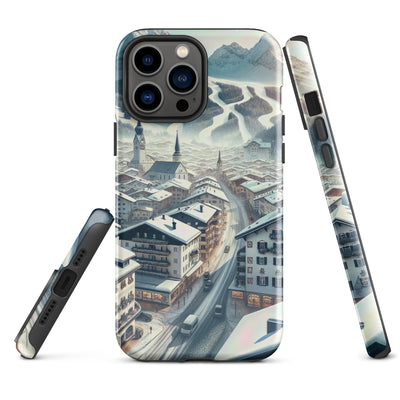 Winter in Kitzbühel: Digitale Malerei von schneebedeckten Dächern - iPhone Schutzhülle (robust) berge xxx yyy zzz iPhone 13 Pro Max