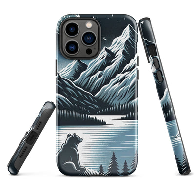 Bär in Alpen-Mondnacht, silberne Berge, schimmernde Seen - iPhone Schutzhülle (robust) camping xxx yyy zzz iPhone 13 Pro Max