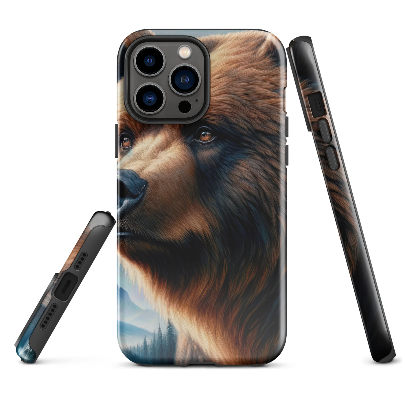 Ölgemälde, das das Gesicht eines starken realistischen Bären einfängt. Porträt - iPhone Schutzhülle (robust) camping xxx yyy zzz iPhone 13 Pro Max