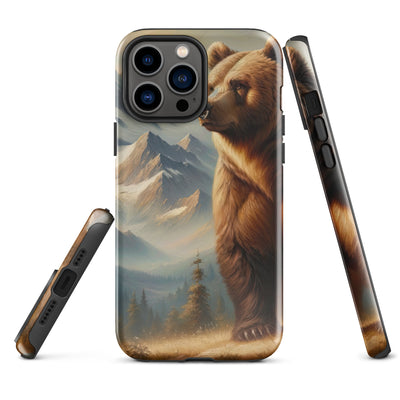 Ölgemälde eines königlichen Bären vor der majestätischen Alpenkulisse - iPhone Schutzhülle (robust) camping xxx yyy zzz iPhone 13 Pro Max