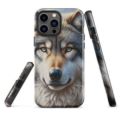 Porträt-Ölgemälde eines prächtigen Wolfes mit faszinierenden Augen (AN) - iPhone Schutzhülle (robust) xxx yyy zzz iPhone 13 Pro Max