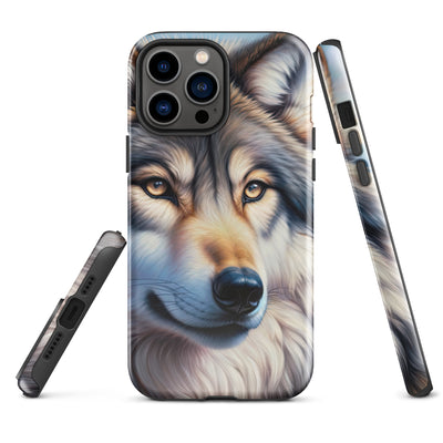 Ölgemäldeporträt eines majestätischen Wolfes mit intensiven Augen in der Berglandschaft (AN) - iPhone Schutzhülle (robust) xxx yyy zzz iPhone 13 Pro Max