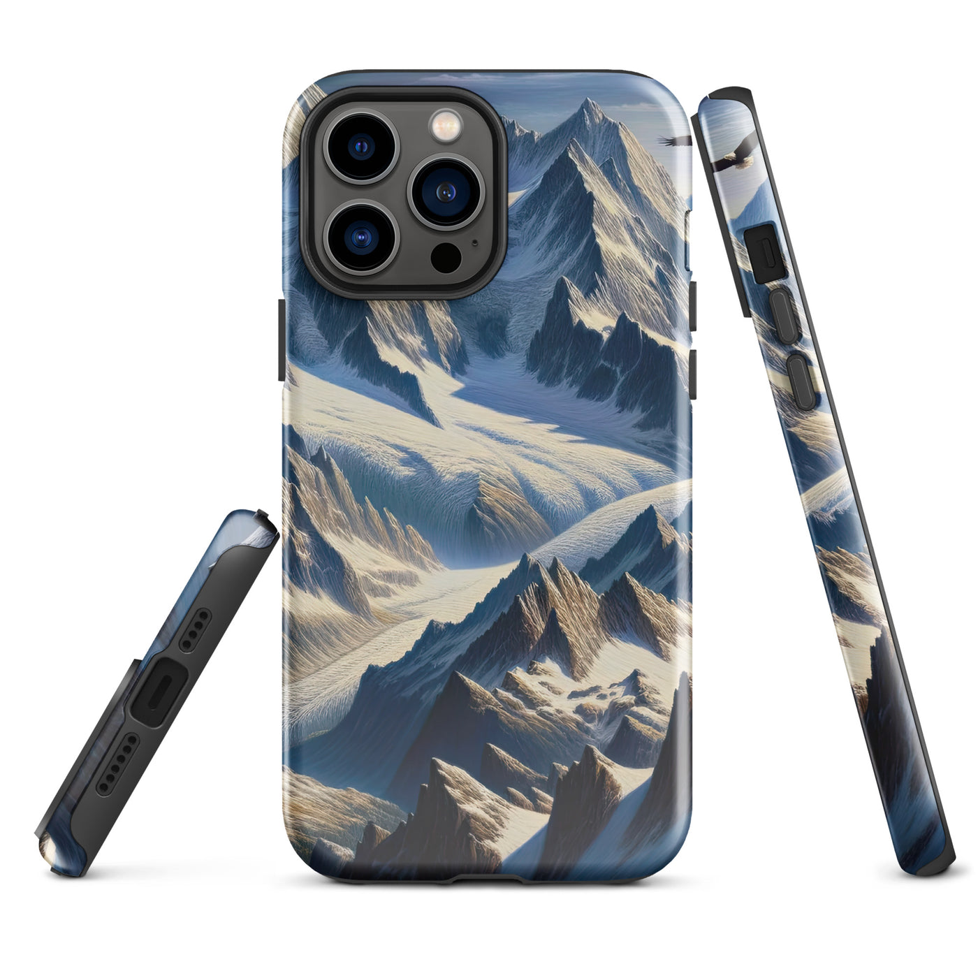 Ölgemälde der Alpen mit hervorgehobenen zerklüfteten Geländen im Licht und Schatten - iPhone Schutzhülle (robust) berge xxx yyy zzz iPhone 13 Pro Max