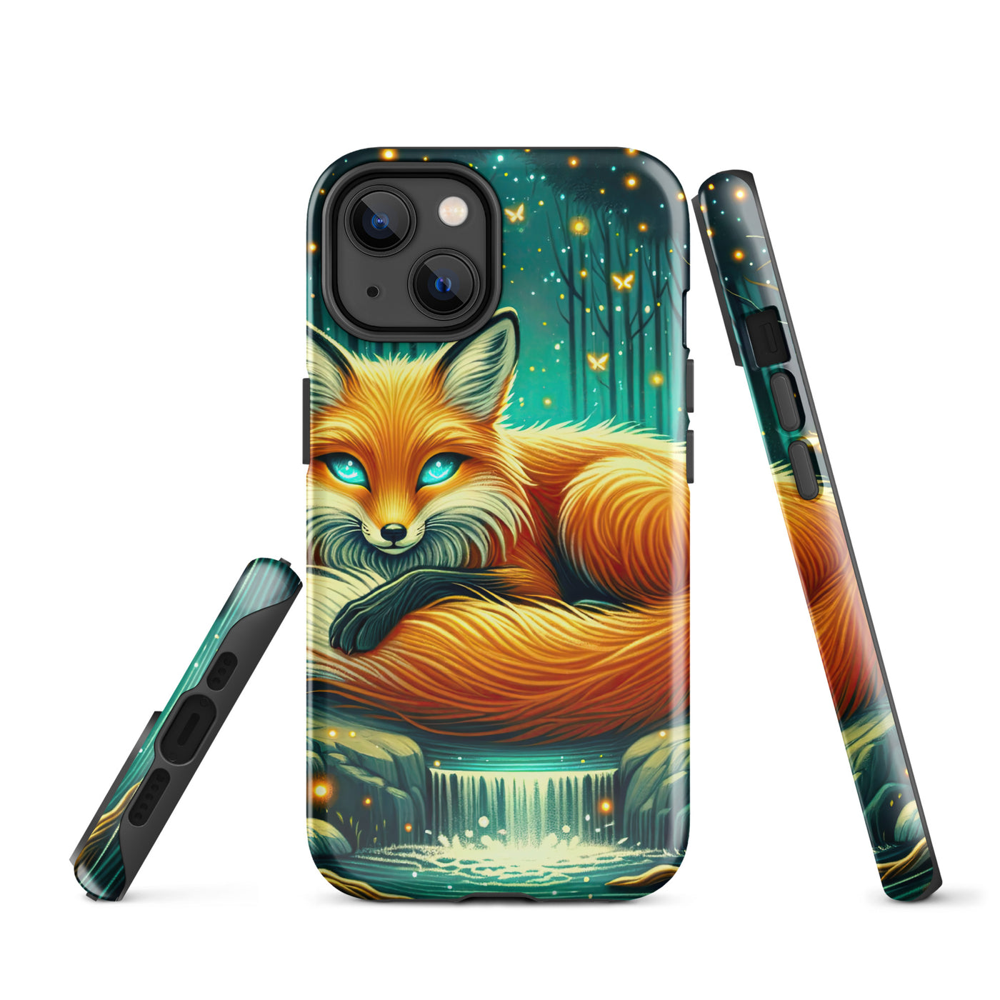 Bezaubernder Fuchs auf erleuchteter mystischer Waldlichtung - iPhone Schutzhülle (robust) camping xxx yyy zzz iPhone 14