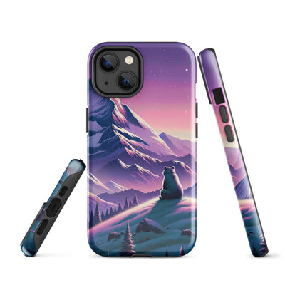 Bezaubernder Alpenabend mit Bär, lavendel-rosafarbener Himmel (AN) - iPhone Schutzhülle (robust) xxx yyy zzz iPhone 14