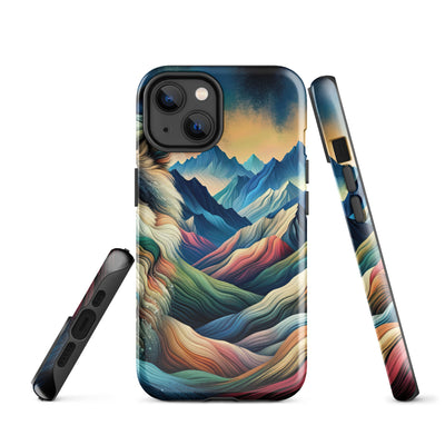 Traumhaftes Alpenpanorama mit Wolf in wechselnden Farben und Mustern (AN) - iPhone Schutzhülle (robust) xxx yyy zzz iPhone 14