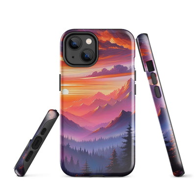 Ölgemälde der Alpenlandschaft im ätherischen Sonnenuntergang, himmlische Farbtöne - iPhone Schutzhülle (robust) berge xxx yyy zzz iPhone 14