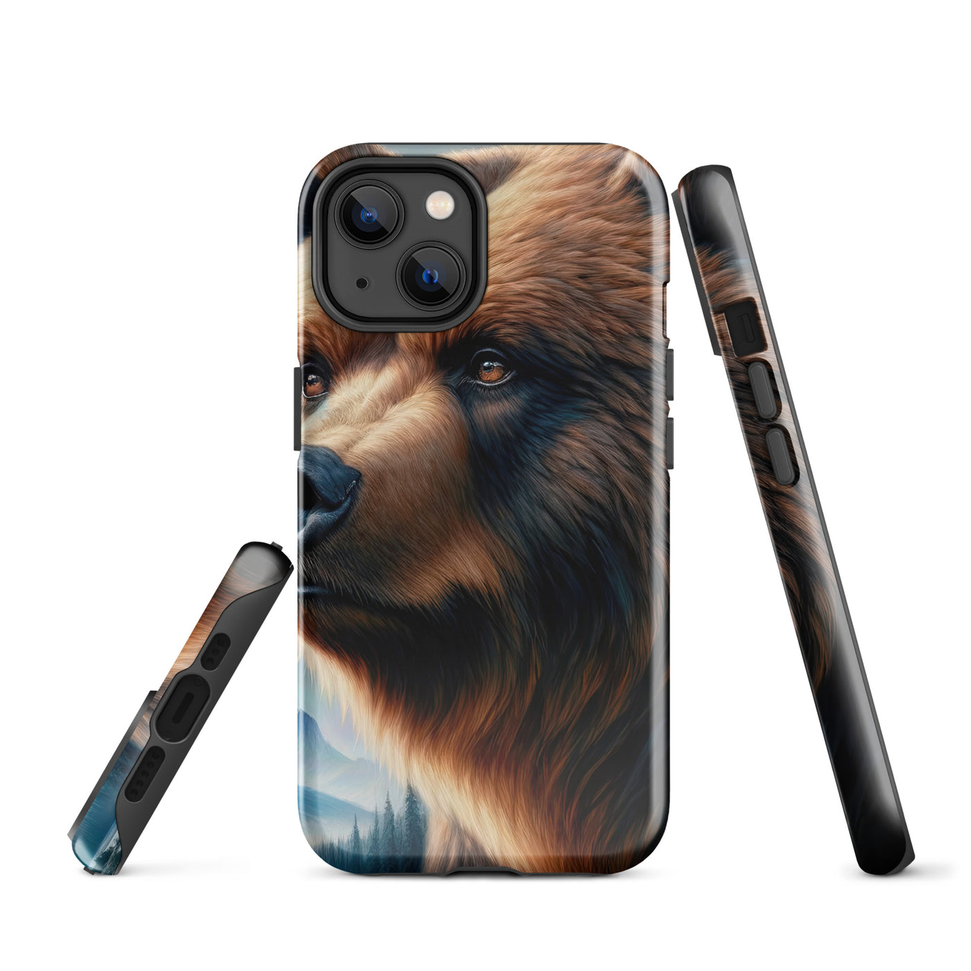 Ölgemälde, das das Gesicht eines starken realistischen Bären einfängt. Porträt - iPhone Schutzhülle (robust) camping xxx yyy zzz iPhone 14