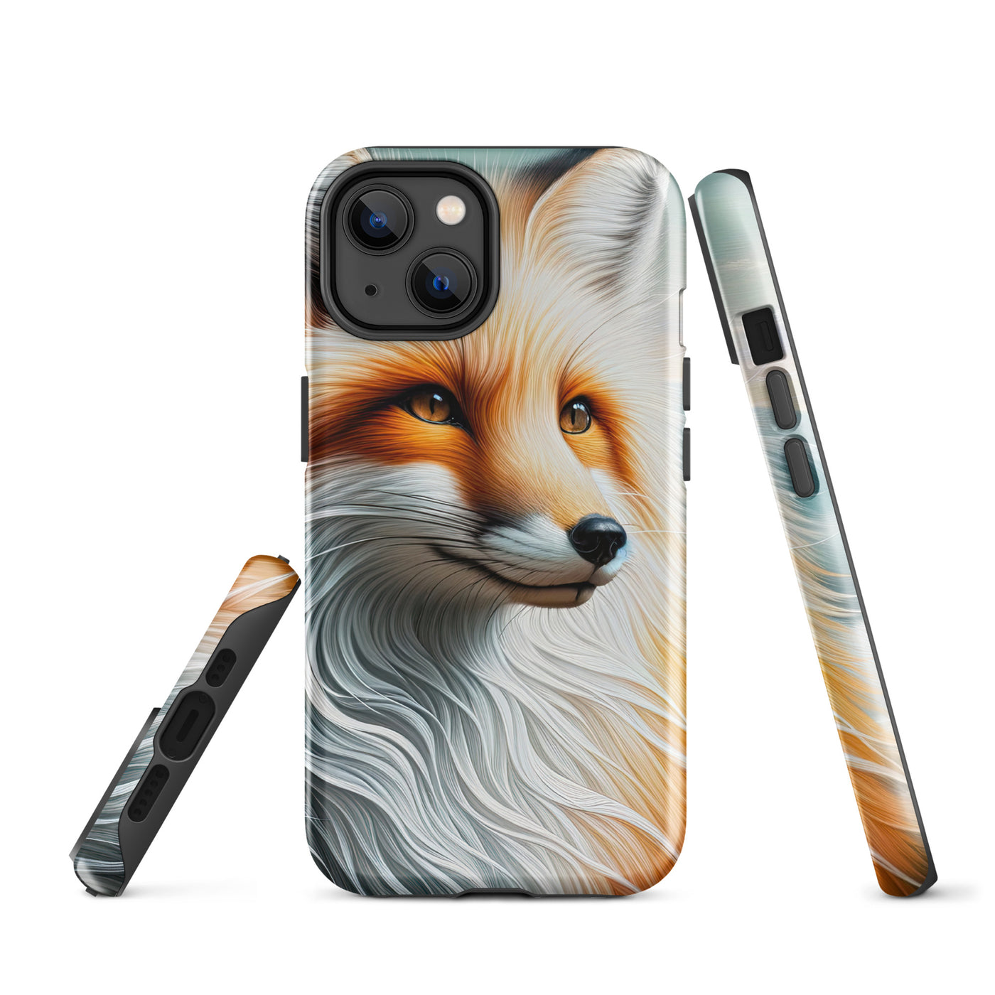 Ölgemälde eines anmutigen, intelligent blickenden Fuchses in Orange-Weiß - iPhone Schutzhülle (robust) camping xxx yyy zzz iPhone 14