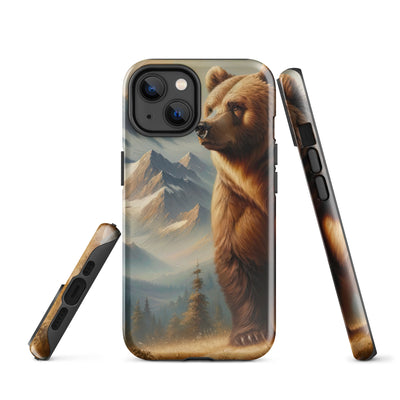 Ölgemälde eines königlichen Bären vor der majestätischen Alpenkulisse - iPhone Schutzhülle (robust) camping xxx yyy zzz iPhone 14