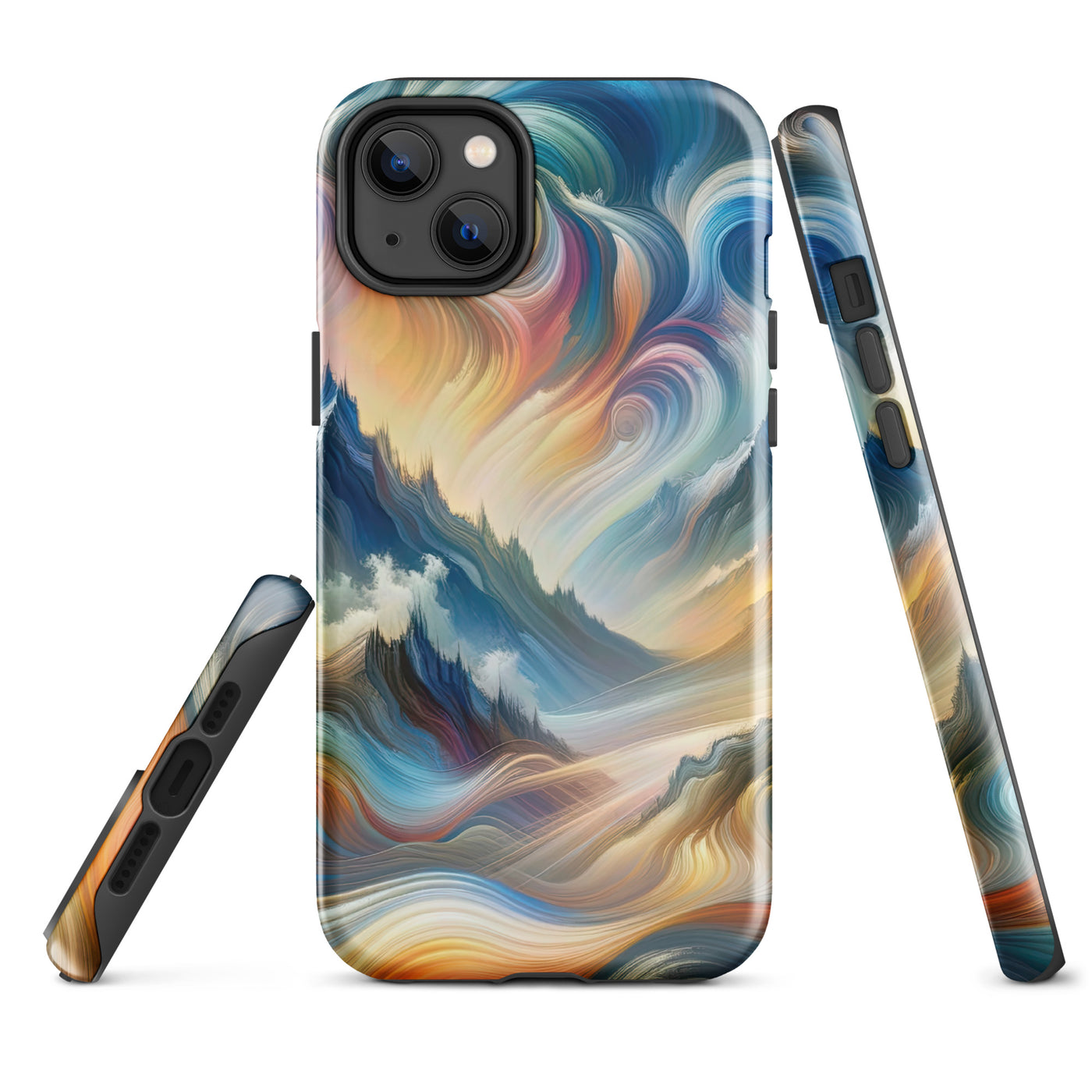 Ätherische schöne Alpen in lebendigen Farbwirbeln - Abstrakte Berge - iPhone Schutzhülle (robust) berge xxx yyy zzz iPhone 14 Plus