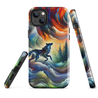 Alpen Abstraktgemälde mit Wolf Silhouette in lebhaften Farben (AN) - iPhone Schutzhülle (robust) xxx yyy zzz iPhone 14 Plus