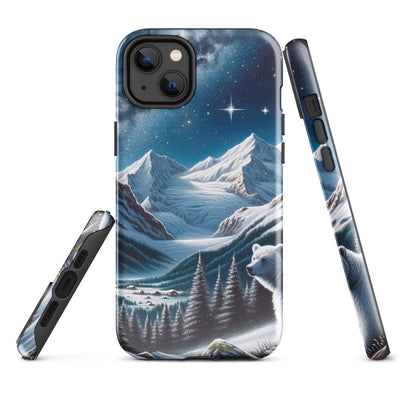 Sternennacht und Eisbär: Acrylgemälde mit Milchstraße, Alpen und schneebedeckte Gipfel - iPhone Schutzhülle (robust) camping xxx yyy zzz iPhone 14 Plus